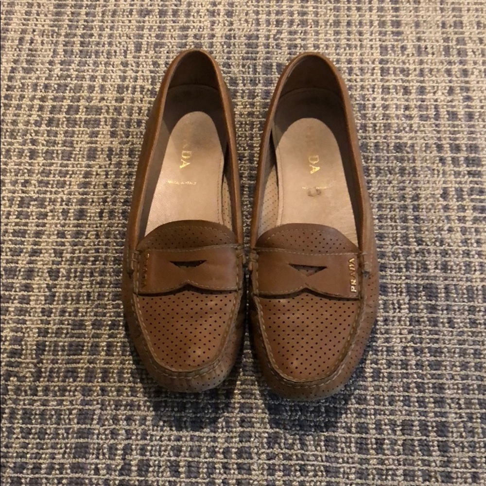Prada Light Camel Penny Loafer